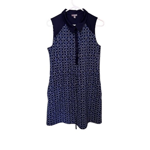 T ByTalbots  Button-Front Dress Size M Navy/ White Tennis Pickleball - Picture 1 of 11